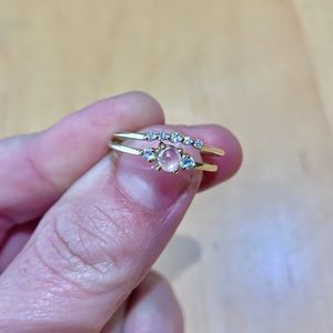 Moonstone and Diamond Stacking Ring Combo